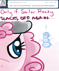 Size: 500x600 | Tagged: safe, artist:alipes, character:pinkie pie, ask, ask pinkie pierate, pirate, rocky, tumblr
