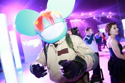 Size: 1024x683 | Tagged: safe, artist:judhudson, character:rainbow dash, species:human, barely pony related, cosplay, custom, deadmau5, ghostbusters, helmet, irl, irl human, photo, ponified, prop