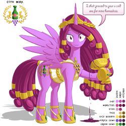Size: 1100x1100 | Tagged: safe, artist:berrypawnch, character:berry punch, character:berryshine, species:alicorn, species:pony, alcohol, alicornified, bacchus, berrycorn, dionysus, female, goblet, goddess, libation, mare, pouring, reference sheet, solo, sophisticated as hell, wine