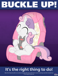 Size: 850x1100 | Tagged: safe, artist:adrianimpalamata, artist:artsy-fartsie, character:sweetie belle, car seat, cute, diasweetes, poster, public service announcement, seatie belt