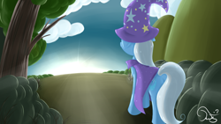 Size: 1920x1080 | Tagged: safe, artist:twilightsquare, character:trixie, species:pony, species:unicorn, butt, female, mare, plot, solo