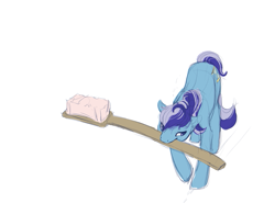 Size: 651x483 | Tagged: safe, artist:noel, character:minuette, female, mouth hold, solo, toothbrush