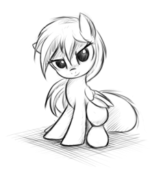 Size: 673x717 | Tagged: safe, artist:fajeh, character:rainbow dash, species:pegasus, species:pony, female, mare, monochrome, sitting, smiling, solo