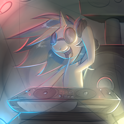 Size: 1024x1024 | Tagged: safe, artist:sirpayne, character:dj pon-3, character:vinyl scratch, ask, lights, melodies and mayhem, tumblr