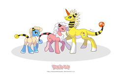 Size: 5000x3040 | Tagged: safe, artist:almairis, species:pony, ampharos, crossover, evolution chart, female, flaaffy, foal, mare, mareep, pokémon, ponified, ponymon, simple background, socks (coat marking), transparent background, trio