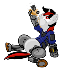 Size: 760x760 | Tagged: safe, artist:kalemon, oc, oc only, oc:blackjack, species:pony, species:unicorn, fallout equestria, fallout equestria: project horizons, alcohol, augmented, biohacking, bottle, clothing, cyber legs, cyborg, drink, drinking, fanfic, fanfic art, female, hooves, horn, mare, pipbuck, queen whiskey, security armor, simple background, sitting, solo, transparent background, vault suit, whiskey