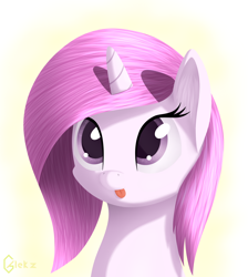 Size: 3578x4000 | Tagged: safe, alternate version, artist:galekz, character:princess celestia, blep, cewestia, female, filly, pink-mane celestia, portrait, smiling, solo, tongue out, younger