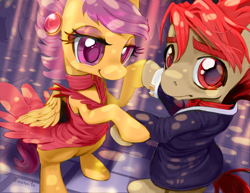 Size: 1000x773 | Tagged: safe, artist:hinoraito, character:scootaloo, species:pegasus, species:pony, strider hiryu
