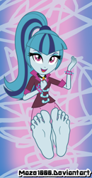 Size: 602x1155 | Tagged: safe, artist:maze1000, character:sonata dusk, my little pony:equestria girls, barefoot, feet, foot fetish, foot focus, soles, toes