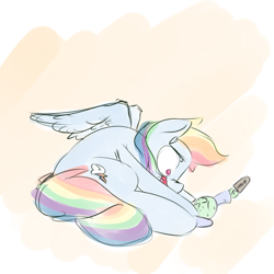Size: 650x650 | Tagged: safe, artist:askcanadash, character:rainbow dash, oc, oc:anon, species:human, species:pony, giant pony, ice cream, macro, size difference, sketch, tackle