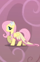 Size: 1431x2200 | Tagged: safe, artist:anima-dos, character:fluttershy, clothing, dress, female, flower, gala dress, solo