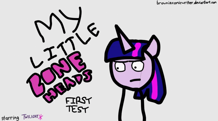 Size: 696x386 | Tagged: safe, artist:greenlinzerd, character:twilight sparkle, species:anthro, animated, animation test, female, my little boneheads, solo