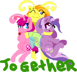 Size: 566x530 | Tagged: safe, artist:cotton, character:tiddlywink, character:tra-la-la, character:zipzee, species:breezies, g3, g3 to g4, generation leap, hilarious in hindsight