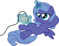 Size: 1982x1556 | Tagged: safe, artist:t-3000, character:princess luna, gamer luna, controller, cute, female, filly, gamer woona, levitation, magic, nintendo entertainment system, solo, woona