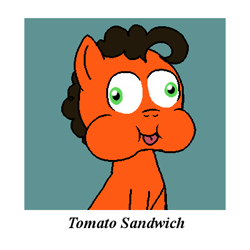 Size: 400x400 | Tagged: safe, artist:crazynutbob, oc, oc only, oc:tomato sandwich, species:pony, cheek puffing, colt, derp, male, photo, silly, tongue out, wall eyed, younger