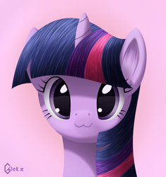 Size: 3000x3192 | Tagged: safe, artist:galekz, character:twilight sparkle, :3, ear fluff, female, looking at you, portrait, simple background, smiling, solo, twilight cat