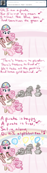 Size: 500x1800 | Tagged: safe, artist:alipes, character:pinkie pie, ask, ask pinkie pierate, banjo, clothing, comic, madame leflour, musical instrument, pirate, rocky, singing, sir lintsalot, tumblr