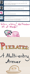 Size: 500x1200 | Tagged: safe, artist:alipes, character:pinkie pie, ask, ask pinkie pierate, bicorne, clothing, female, hat, pirate, solo, tumblr