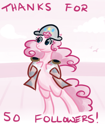 Size: 500x600 | Tagged: safe, artist:alipes, character:pinkie pie, species:pony, ask, ask pinkie pierate, bicorne, bipedal, clothing, female, hat, pirate, solo, tumblr