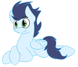 Size: 1023x880 | Tagged: safe, artist:aidraws, character:soarin', cute, doge, male, prone, simple background, smiling, solo, transparent background