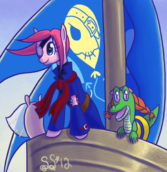 Size: 1000x1032 | Tagged: safe, artist:alipes, character:gummy, character:pinkie pie, aika, cosplay, crossover, skies of arcadia, vyse