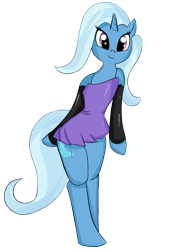 Size: 2400x3284 | Tagged: safe, artist:rayodragon, character:trixie, species:anthro, clothing, dress, high res, smiling
