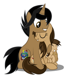 Size: 3700x4000 | Tagged: safe, artist:junkiesnewb, oc, oc only, oc:aegis aurora, oc:harmony inkwell, parents:oc x oc, species:pegasus, species:pony, species:unicorn, absurd resolution, cute, family, female, filly, foal, harmogis, male, mare, married, parent:oc:aegis aurora, parent:oc:harmony inkwell, parents:harmogis, simple background, smiling, snuggling, stallion, straight, transparent background, vector