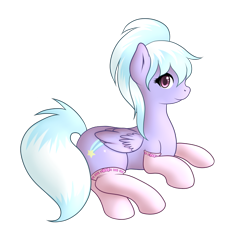 Size: 750x750 | Tagged: safe, artist:marikaefer, character:cloudchaser, species:pony, ask flitter and cloudchaser, clothing, female, prone, socks, solo