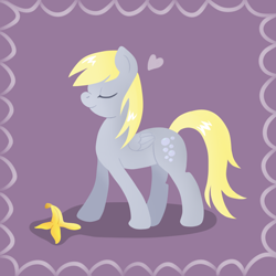 Size: 900x900 | Tagged: safe, artist:marikaefer, character:derpy hooves, species:pegasus, species:pony, banana, female, mare, solo