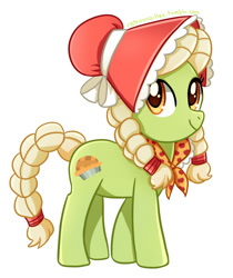 Size: 676x803 | Tagged: safe, artist:tsurime, character:granny smith, species:earth pony, species:pony, adorasmith, bonnet, cute, female, looking at you, solo, young granny smith, younger