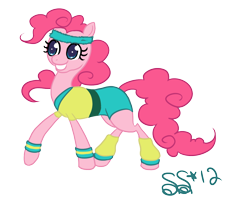 Size: 1560x1316 | Tagged: safe, artist:alipes, character:pinkie pie, female, solo, workout outfit