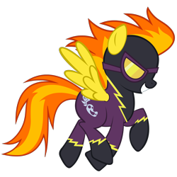 Size: 2800x2800 | Tagged: safe, artist:zoarvek, character:spitfire, clothing, costume, goggles, grin, high res, shadowbolts, shadowbolts costume, simple background, smiling, transparent background