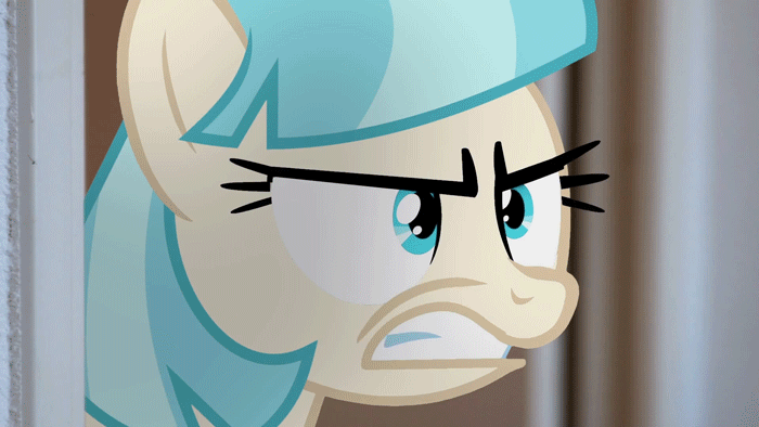 Size: 700x394 | Tagged: safe, artist:stormxf3, character:coco pommel, angry, animated, coco pummel, irl, photo, ponies in real life, rage, solo, squint, this will end in pain, youtube, youtube link