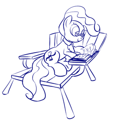 Size: 828x834 | Tagged: safe, artist:rubrony, character:mayor mare, species:earth pony, species:pony, book, chair, female, mare, monochrome, reading, solo