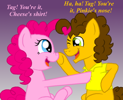 Size: 800x650 | Tagged: safe, artist:crazynutbob, character:cheese sandwich, character:pinkie pie, ship:cheesepie, boop, cute, female, male, meme, poking, shipping, silly, straight