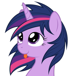 Size: 4000x4000 | Tagged: safe, artist:junkiekb, artist:mamandil, character:twilight sparkle, species:pony, alternate hairstyle, blep, cute, female, mare, nose wrinkle, scrunchy face, simple background, smiling, solo, tongue out, transparent background, twiabetes, vector