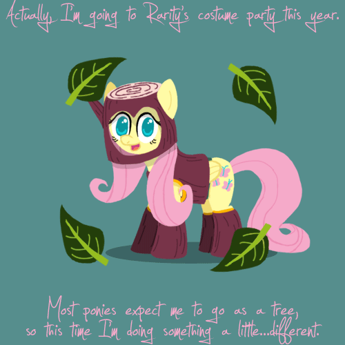 Size: 500x500 | Tagged: safe, artist:ponett, character:fluttershy, animated, clothing, costume, crossover, female, megaman, solo, wood man
