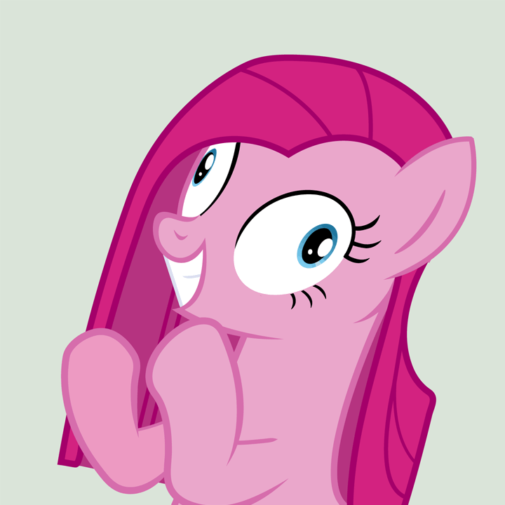 Size: 720x720 | Tagged: safe, artist:mihaaaa, character:pinkamena diane pie, character:pinkie pie, animated, clapping, clapping ponies, clopping, contemplating insanity, derp, female, grin, insanity, smiling, solo