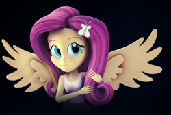 Size: 2844x1912 | Tagged: safe, artist:creatorofpony, artist:flare-chaser, character:fluttershy, my little pony:equestria girls, 3d, cute, female, humanized, shyabetes, smiling, solo, source filmmaker, winged humanization, wings
