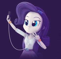 Size: 1946x1893 | Tagged: safe, artist:creatorofpony, artist:flare-chaser, character:rarity, my little pony:equestria girls, 3d, earbuds, female, iphone, pouting, selfie, solo, source filmmaker