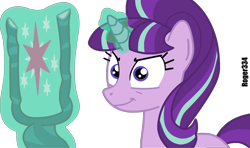 Size: 1700x1006 | Tagged: safe, artist:roger334, character:starlight glimmer, episode:the cutie map, g4, my little pony: friendship is magic, cutie mark, female, s5 starlight, simple background, solo, staff, staff of sameness, transparent background