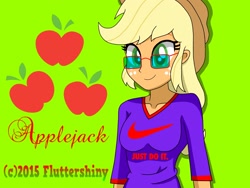 Size: 2560x1920 | Tagged: safe, artist:swagalicious-tony, character:applejack, my little pony:equestria girls, colored pupils, female, nike (brand), solo