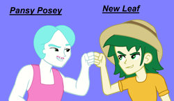Size: 1324x768 | Tagged: safe, artist:t-mack56, character:paisley, my little pony:equestria girls, background human, eco kids, equestria guys, male, new leaf (rule 63 sweet leaf), pansy posey, rule 63, sweet leaf