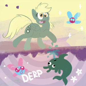 Size: 300x300 | Tagged: safe, artist:don-ko, character:derpy hooves, species:pegasus, species:pony, episode:bloom and gloom, g4, my little pony: friendship is magic, animated, cute, derphin, derpy fins, dolphin, female, gif, mare, parasprite, silly, solo
