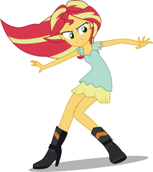 Size: 4961x5554 | Tagged: safe, artist:owlisun, character:sunset shimmer, episode:my past is not today, equestria girls:rainbow rocks, g4, my little pony: equestria girls, my little pony:equestria girls, absurd resolution, clothing, dress, female, simple background, solo, transparent background, vector