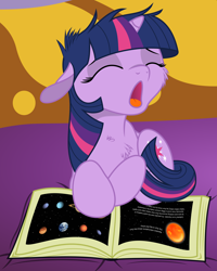 Size: 6400x8000 | Tagged: safe, artist:bri-sta, artist:mamandil, character:twilight sparkle, absurd resolution, book, chest fluff, cute, female, filly, filly twilight sparkle, fluffy, reading, twiabetes, yawn, younger