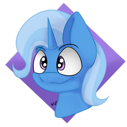 Size: 2000x2000 | Tagged: safe, artist:aidraws, character:trixie, species:pony, species:unicorn, cross-eyed, female, grin, mare, portrait, smiling, solo