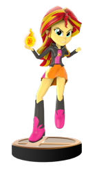 Size: 671x1191 | Tagged: safe, artist:flare-chaser, character:sunset shimmer, my little pony:equestria girls, 3d, 3d model, amiibo, fiery shimmer, fire, nintendo, pyromancy, sold out, super smash bros., trophy