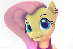 Size: 2901x1944 | Tagged: safe, artist:flare-chaser, character:fluttershy, 3d, clothing, cute, earring, female, hoodie, lip piercing, piercing, punk, shyabetes, solo, source filmmaker