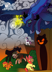 Size: 2200x3000 | Tagged: safe, artist:crispokefan, character:apple bloom, character:princess luna, character:scootaloo, character:sweetie belle, species:pegasus, species:pony, episode:bloom and gloom, episode:for whom the sweetie belle toils, episode:sleepless in ponyville, g4, my little pony: friendship is magic, cutie mark crusaders, headless, headless horse, olden pony, raricloud, shadow bloom